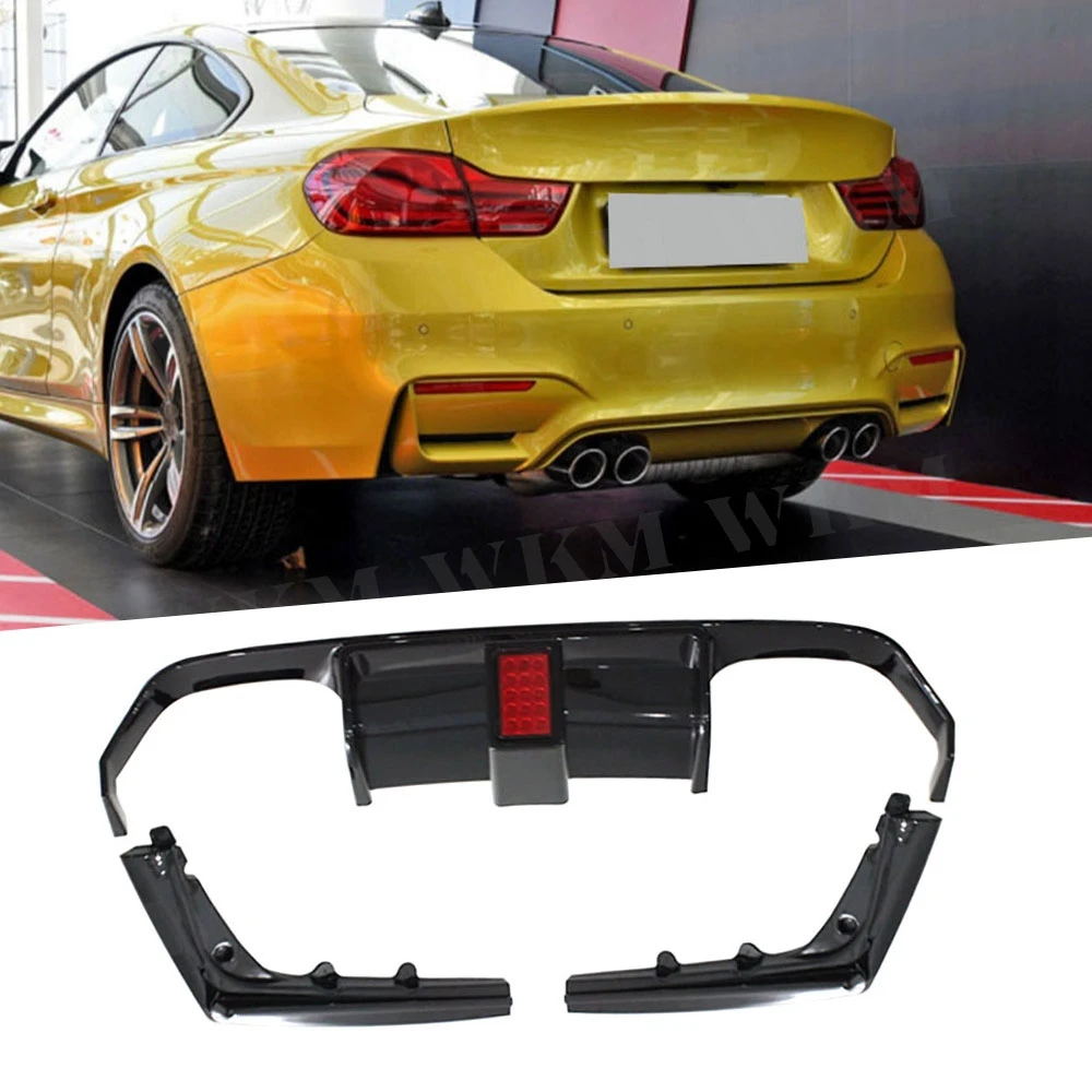 

ABS Rear Diffuser Bumper Lip Spoiler For BMW 3 Series 4 Series F80 M3 F82 F83 M4 2014 2015 2016 2017 2018 2019 With Lamp