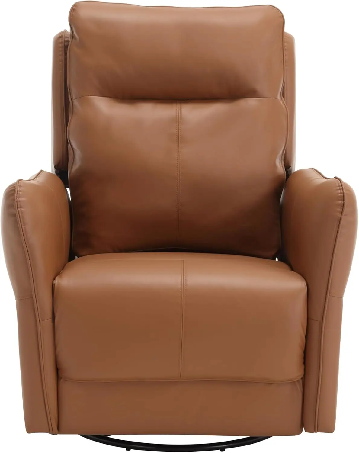 Power Recliner Chairs,Modern Upholstered 270 Swivel Nursery Rocker Glider Recliner For Living Room,Pu Leather In Brown