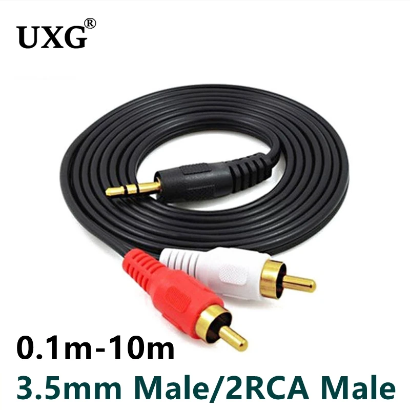 5M 3M 1M 3.5mm To RCA Female Connector Jack Stereo Cable Y Plug To 2 RCA Male Adapter 3.5 Audio Aux Socket To Headphone Music