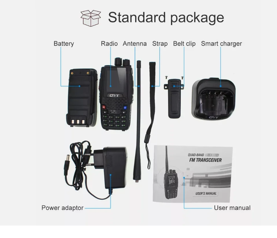 QYT KT-8R, dengan baterai 3200mAh Quad Band Radio 5W 144/430mhz Transceiver UV