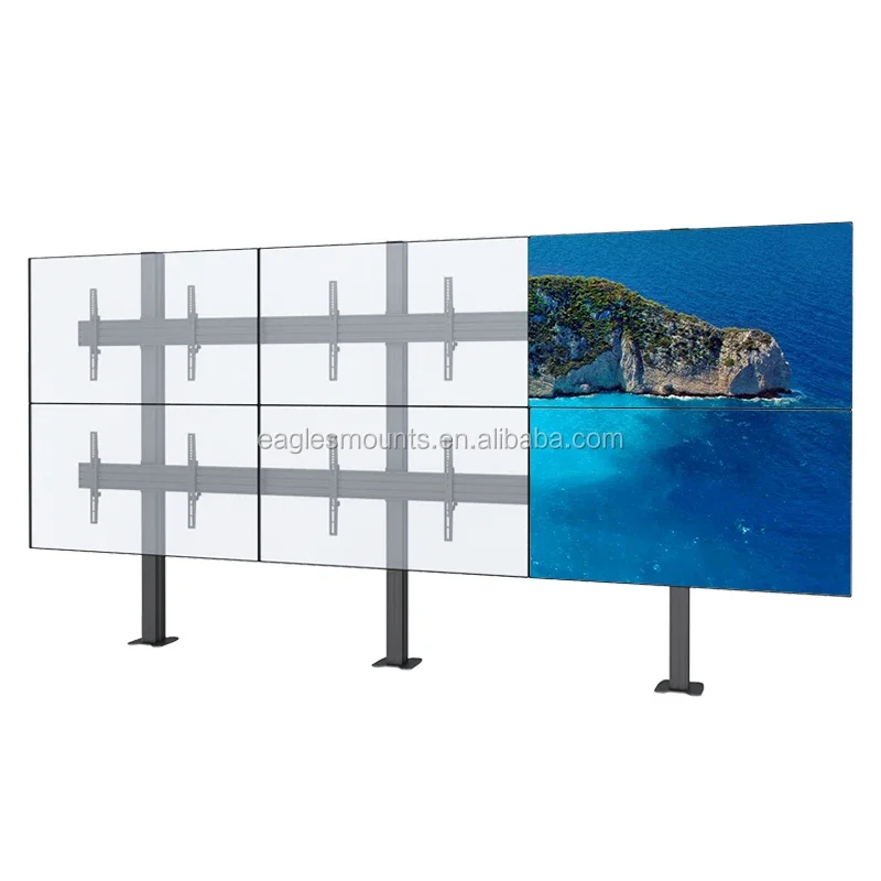 Fixed Floor Mounted Video Wall stand mount bracket for screens 3X3