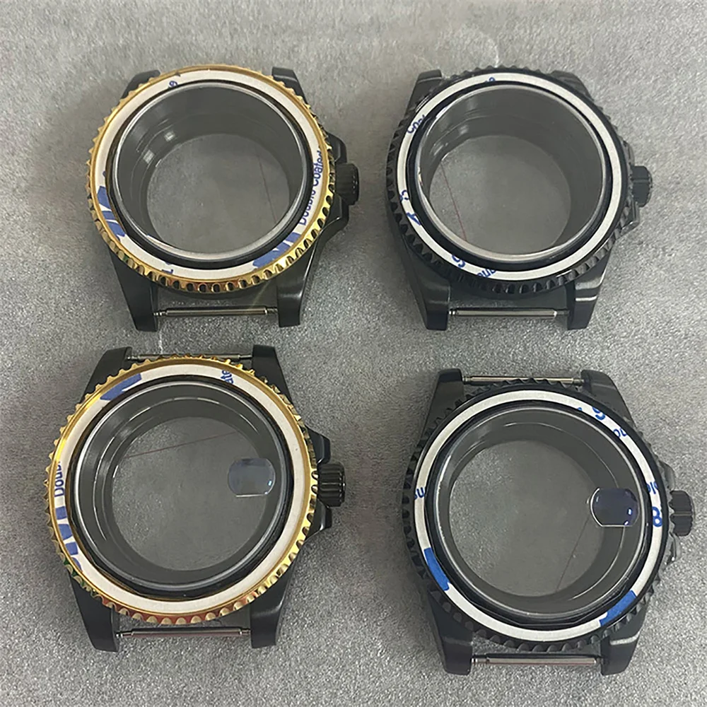 

New Black Coating 40mm Watch Case Transparent Bottom Sapphire Glass NH35 Case Shell for NH35 NH36 4R Movement Watch Accessories