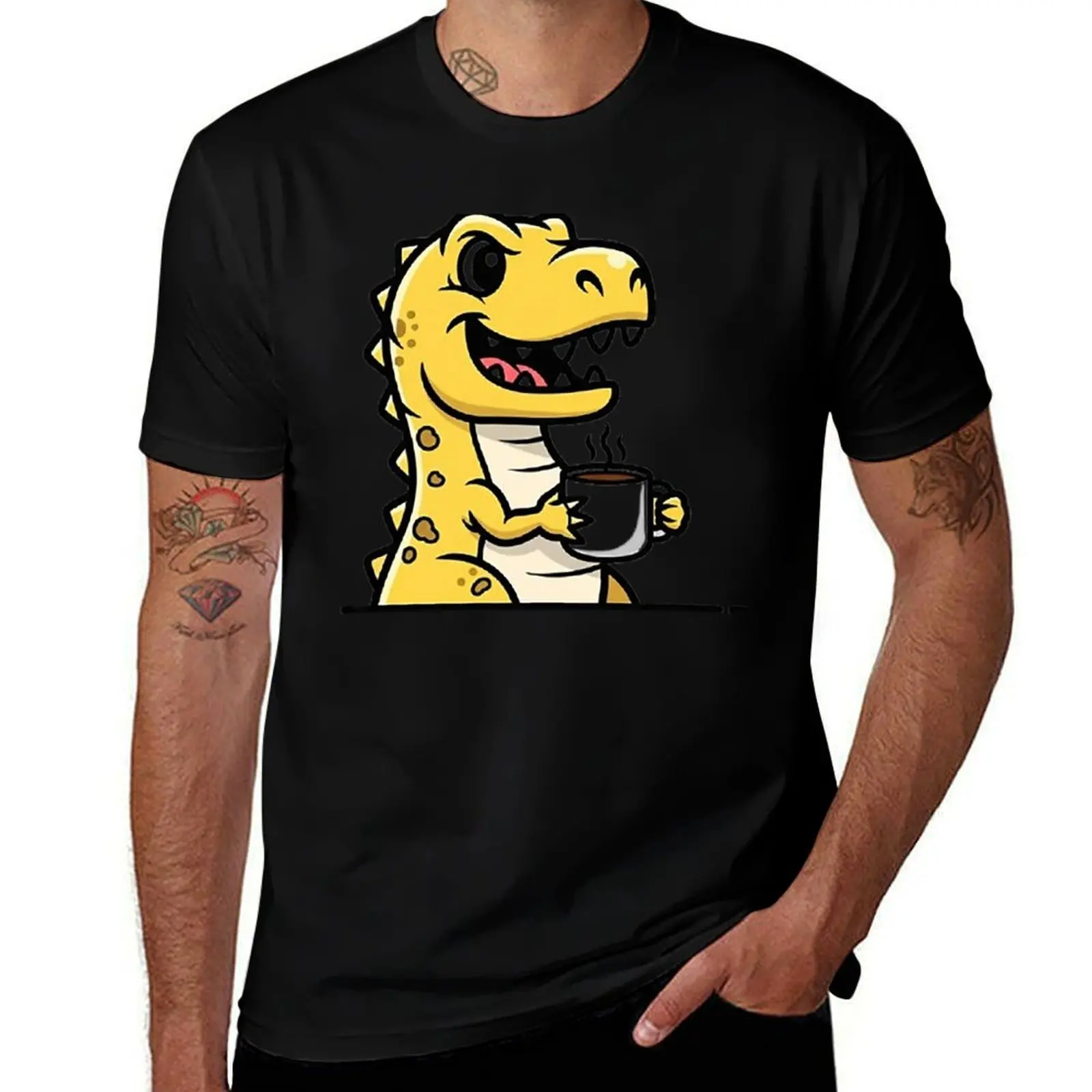 

Coffee obsessed dinosaur T-Shirt street wear boys animal print summer shirt shirts graphic tees t shirts men