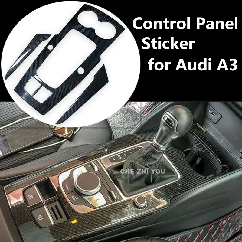 

Real Carbon Fiber Interior Moldings Central Control Panel Trim Sticker for Audi A3 3pcs Door Panel Cover Control Sticker BB