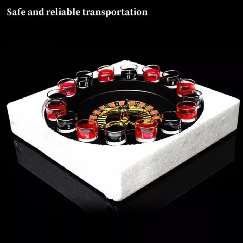 Bar Funny Tools Russia Turntable Shot Glass Russian Drinking Roulette Game Set 16 Shots