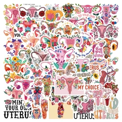 50PCS Uterus Flowers Pro Choice Stickers For Water Bottle Laptop Luggage Waterproof Graffiti Motorcycle Car Decals Women Gift