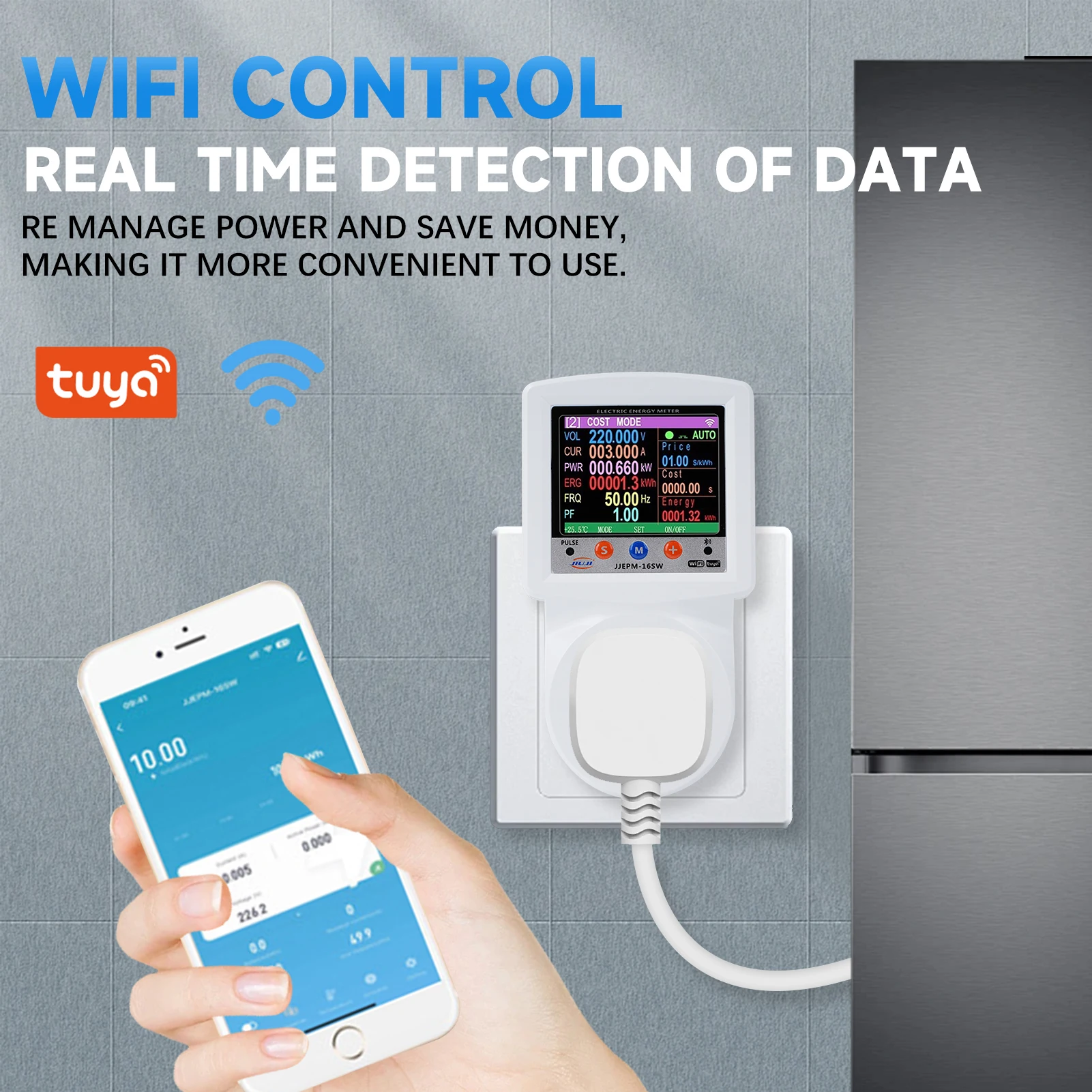 

Smart Power Socket Digital Display Power Meter Household Intelligent Monitoring Outlet EU Plug Intelligent Outlet Monitor Outlet