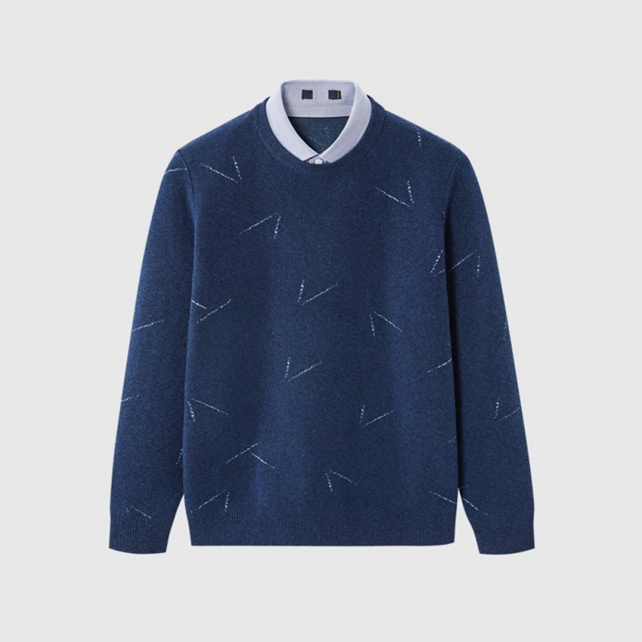 

Casual Men's Knitted Sweater Ne Long Sve Polyester Blend Autumn Winter Faionable Youth Active Sle All-Match Color