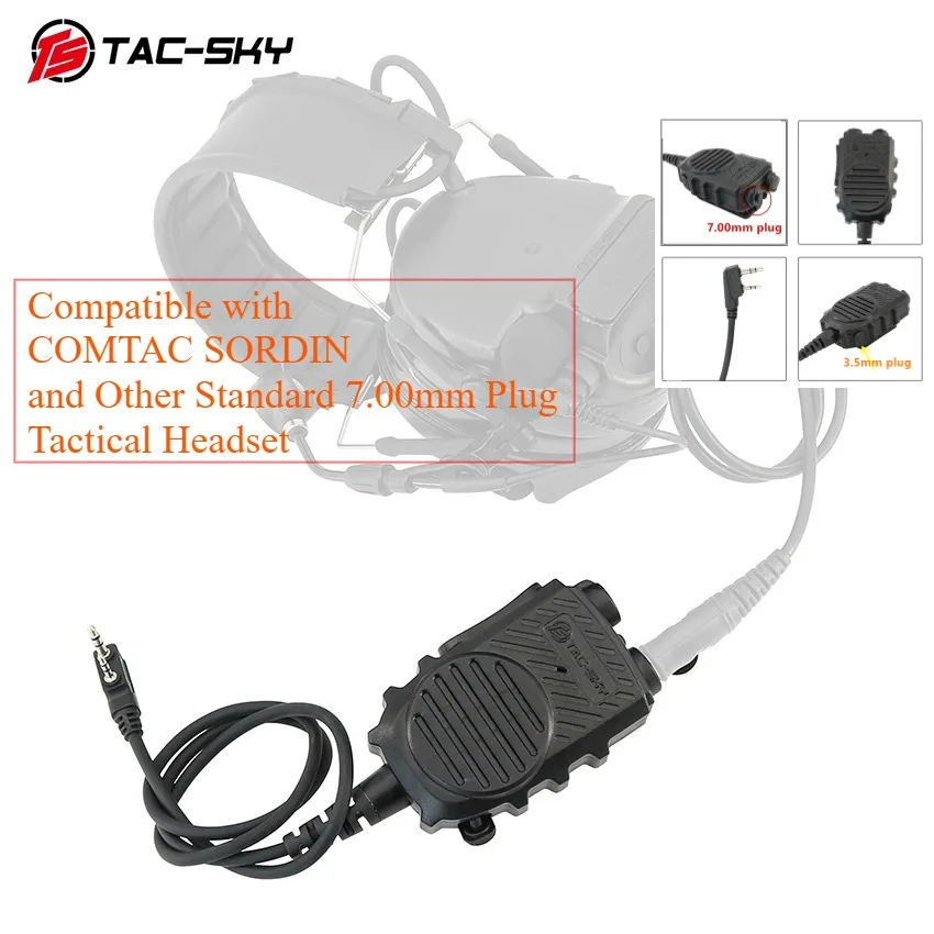 TAC-SKY Tactical Handheld Speaker Ptt Kit with 3.5mm and 7.00mm Plug Compatible with COMTAC Sordin Walkie Talkie Headset