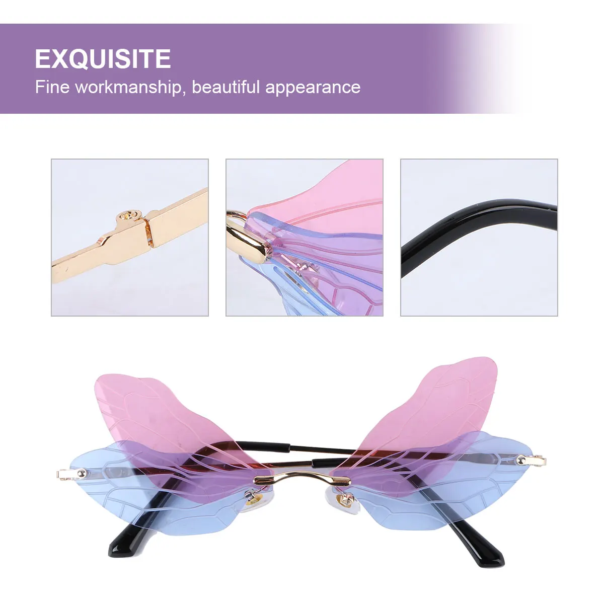 

1Pcs Creative Dragonfly Wings Glasses Holiday Party Photo Prop High Quality Material Exquisite Design for Wedding Or Daily Use