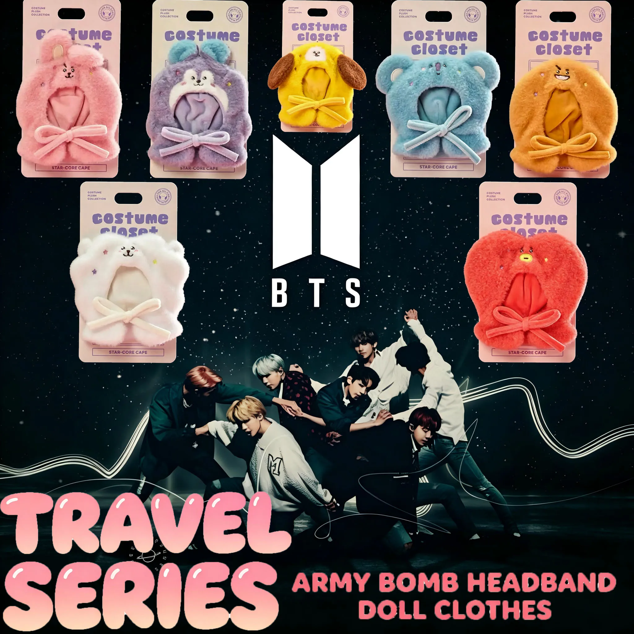 Kpop BTS Travel Series Lovely Animal Cape Dress Up Kit For Army Light Stick Fan Collection Birthday Desk Decor Gift