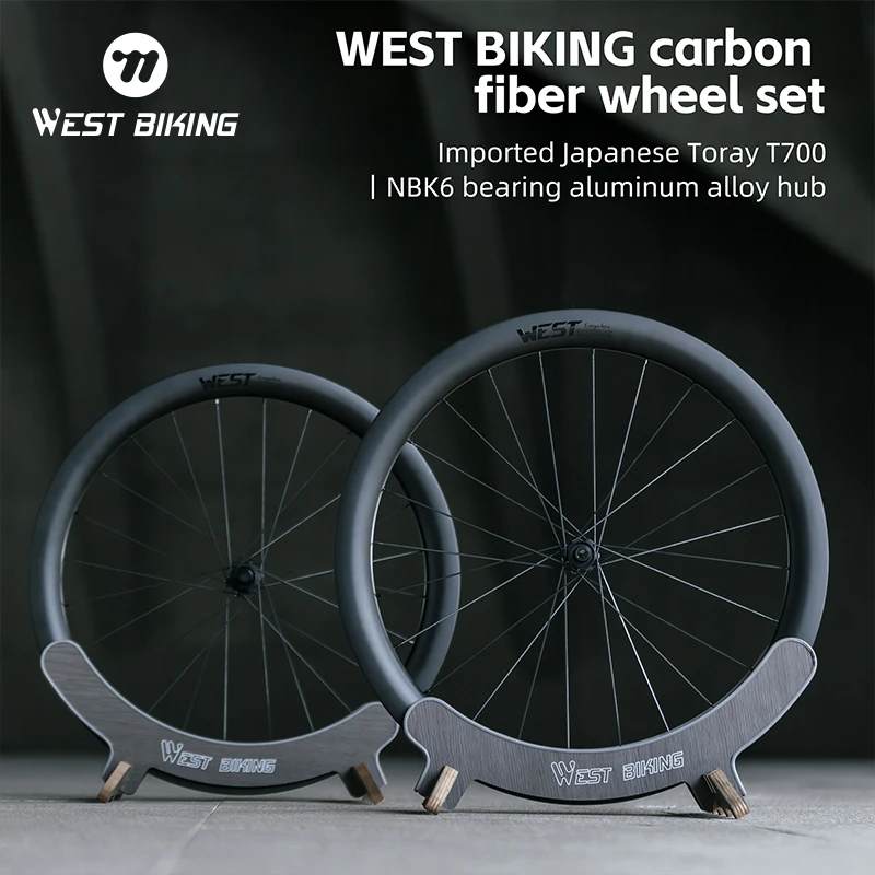 

WEST BIKING Bicycle Carbon Wheels Disc Brake T700 Road Bike Wheelset High Strength Aluminum Alloy Hub Tubeless Wheels Bike Parts