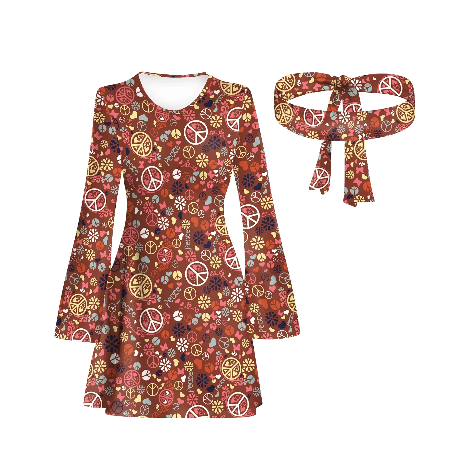 Robe Chang à imprimé floral des années 70 pour femmes, accessoires pour femmes, olympiques de danse d'Halloween, vêtements d'anterie de scène de vacances