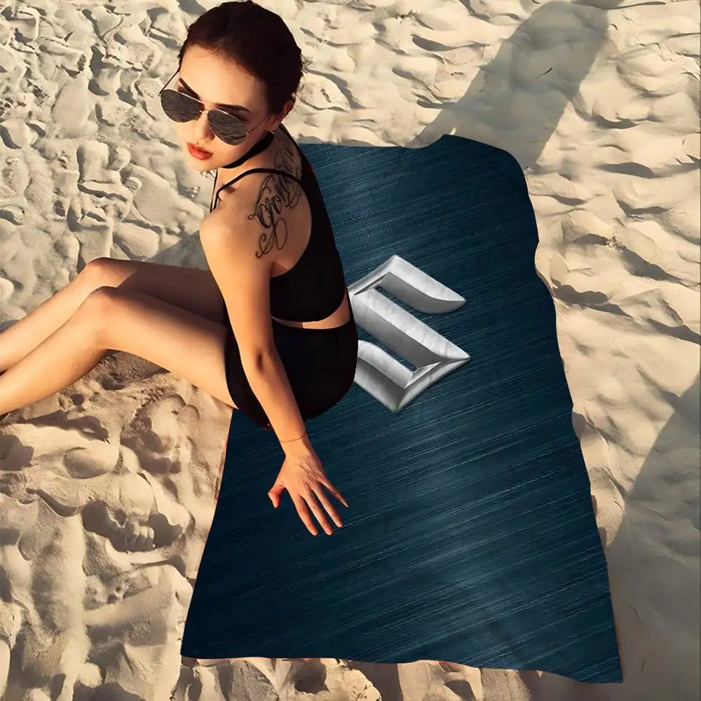 Motor S-Suzukis LOGO Microfiber Blanket Quick Drying Beach Towels Oversized Printing Super Absorbent Pool Towel Blanket