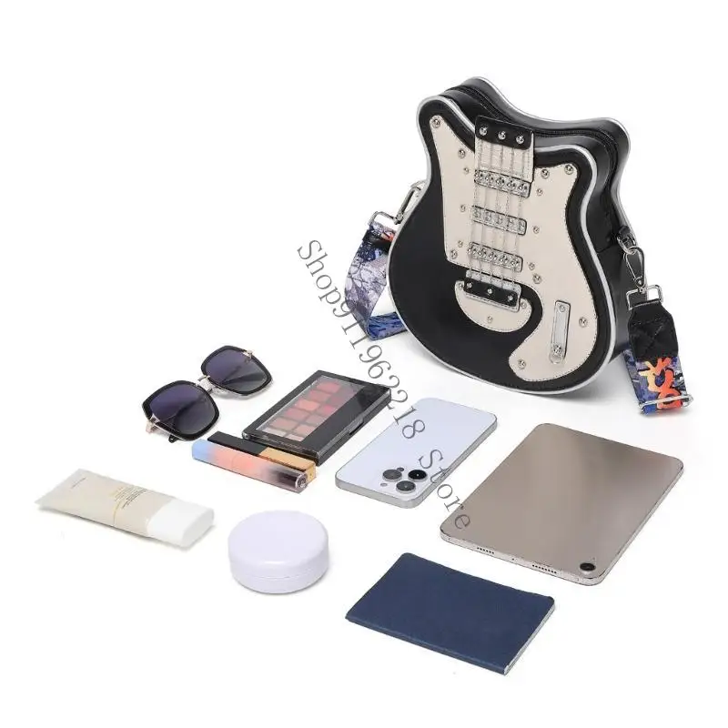 

Stylish Guitar Shaped PU Leather Crossbody Bag Casual Shoulder Bags Satchel Purse for Music Lover and 066F