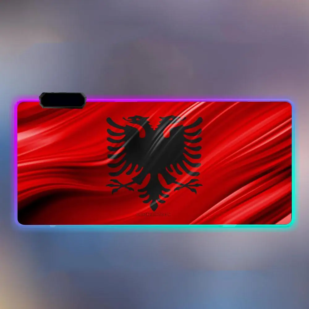 A-Albania A-Albanians F-Flags Mouse Pad Luminous Desk Mouse Pad RGB Computer Laptop Anime Keyboard Mouse Mat Keyboard LED Mousep