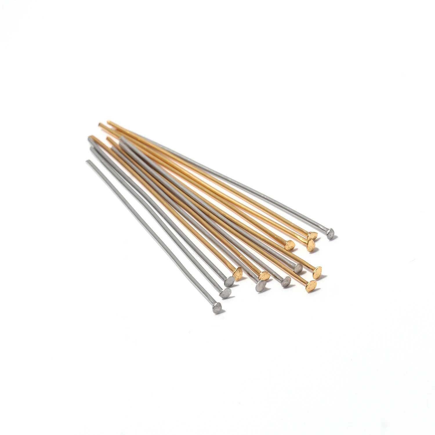 50/100Pcs/Lot 20/30/40mm Heads Eye Flat Head Pin Gold Plated Stainless Steel Ball Head Pins for Jewelry Finding Making Accessory