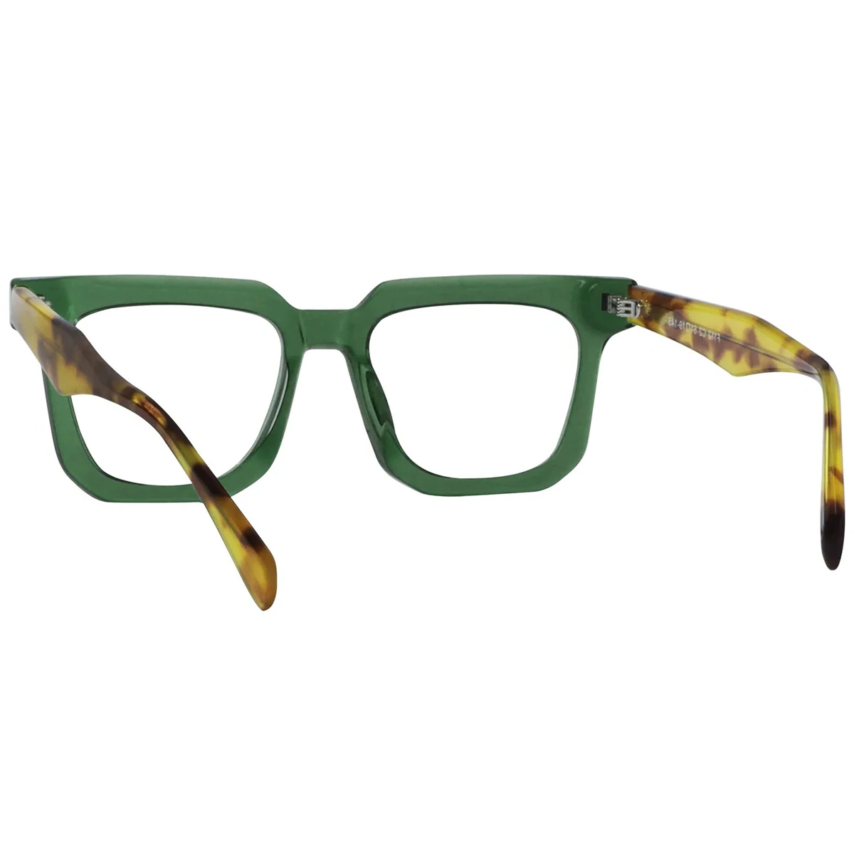 FYTOO Fashion Retro Square Glasses, Translucent Green Frames Leopard Print Temples, Durable Acetate, For Daily Commute Parties.