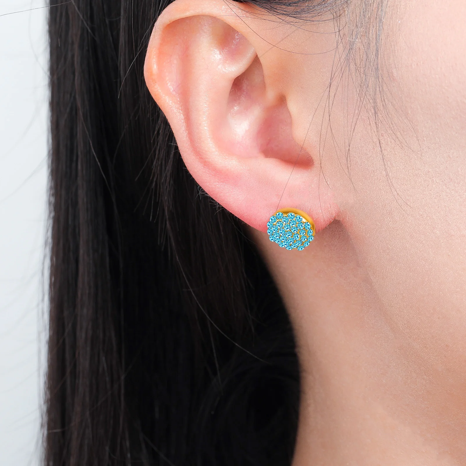 Eueavan 3D-Strass-Ohrstecker, Kristall-Ohrschmuck in Bohnenform, Edelstahl-Ohrringe für Damen, Urlaubsgeschenke, Großhandel – Detail 1