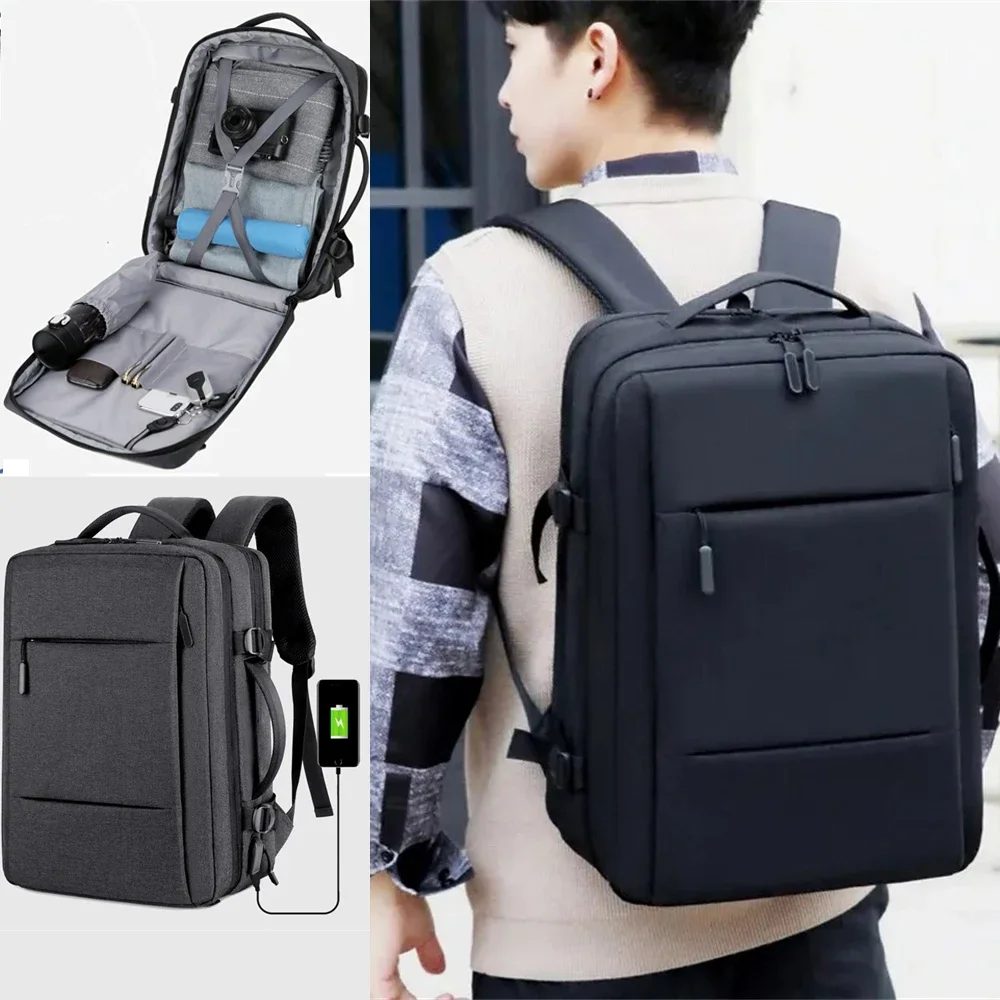 Mochila clásica de gran capacidad para hombre, bolsa para cámara de negocios, expandible, USB, resistente al agua, ideal para viaje