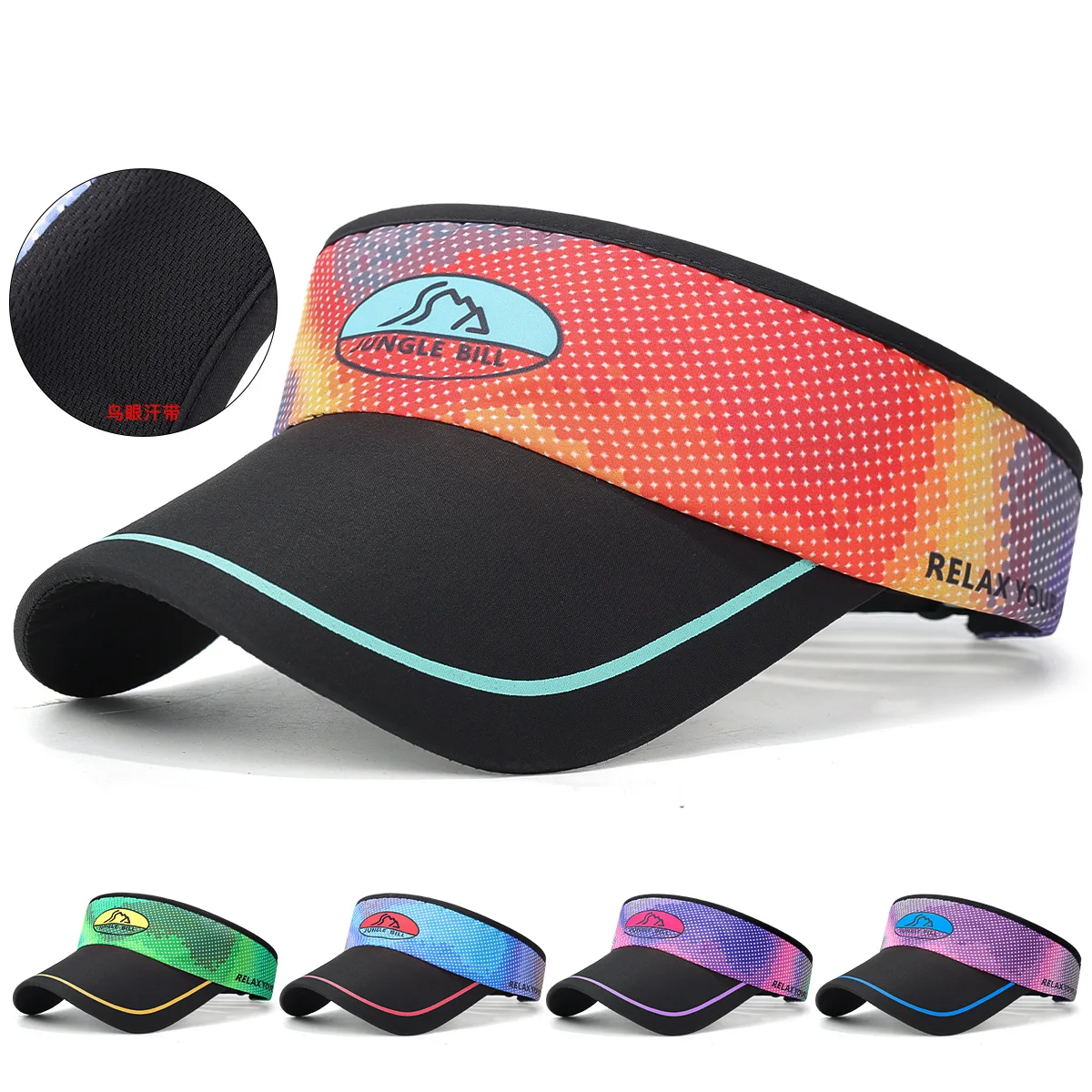Original Sommer Open-Top Hut Outdoor Schnelltrocknender Laufhut Bunt Bedruckter Marathon Sonnenhut