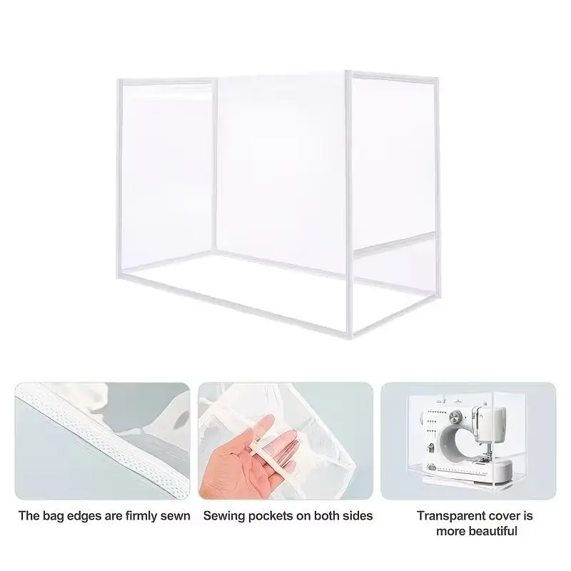 Transparent Sewing Machine Dust Cover With Storage Pockets Multifunctional Organizer Protective Sleeve Home Sewing Machine Use