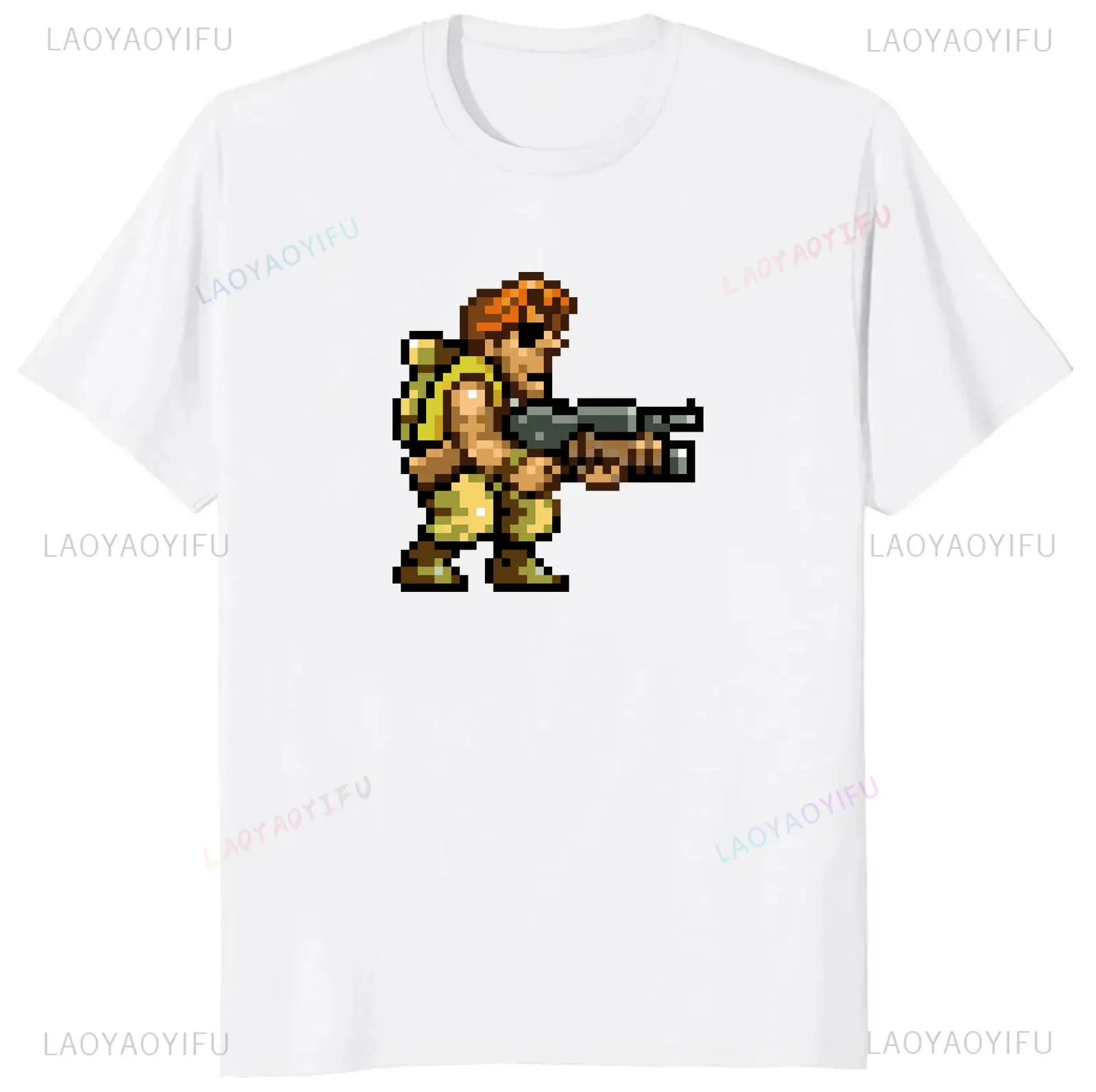 Metal Slug Military Cartoon T-shirt Arcade Retro video game Casual short-sleeved crewneck tops available for men and women