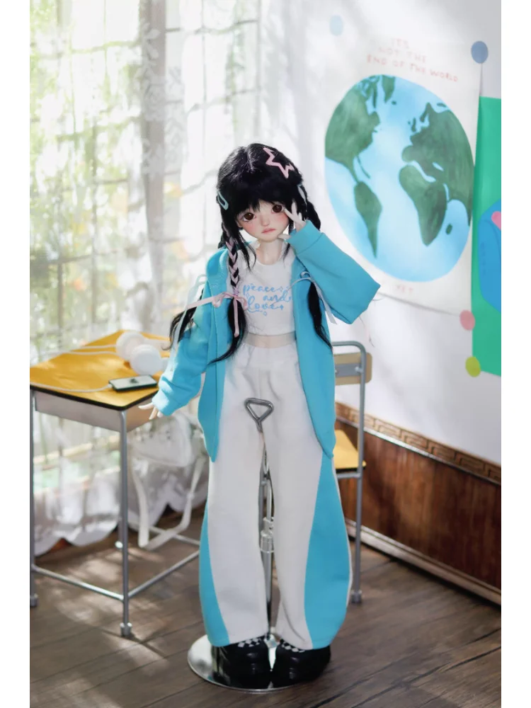 Roupas de boneca bjd para bonecas 1/4, conjunto de roupas esportivas azuis e rosa, acessórios de roupas para bonecas (sem bonecas)