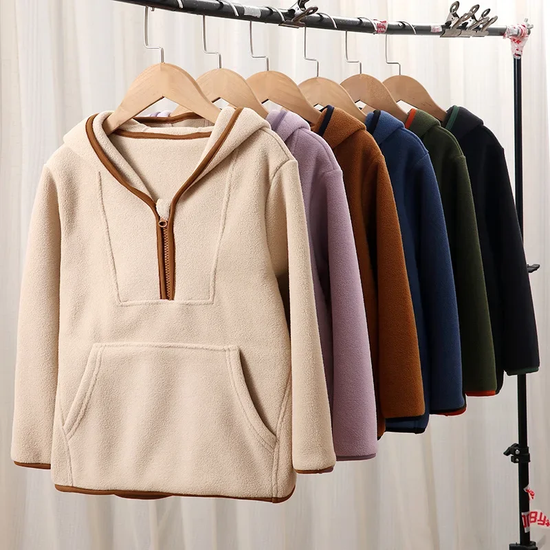 

Children's Sweatshirt Autumn Winter Thick Warm Fleece Kids Hooded Tops 4 To 14 Years Casual Teenage Boys Girls Sporty Pullovers