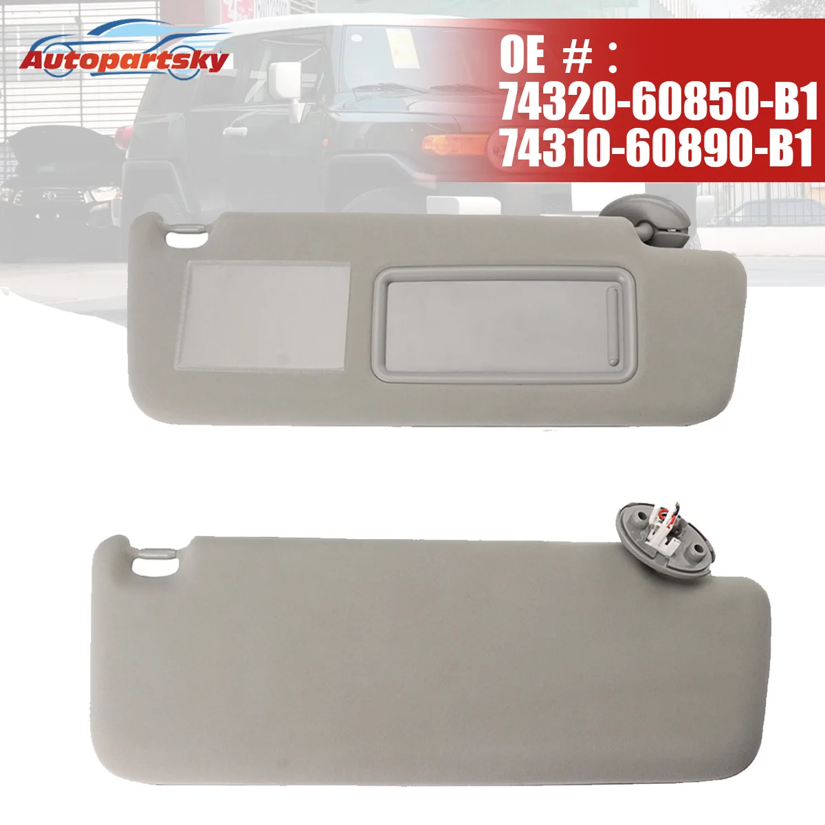 1/2PCS Grey Sun Visor With Lamp Left Right Side Side For Toyota Land Cruiser Prado 2002-2010 GRJ12 KDJ120 KZJ120 LJ12 RZJ12