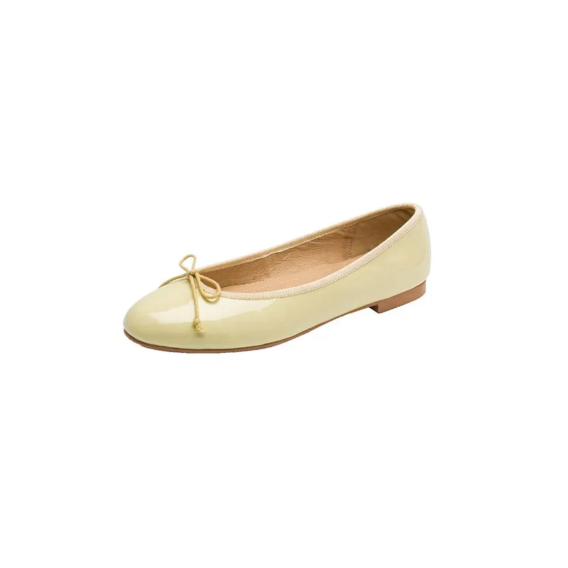 Krazing Pot Sheepskin Round Toe Women Summer Modern Street Wear Beauty Ballet Dancer Butterfly-knot Decoration Shallow Ins Flats