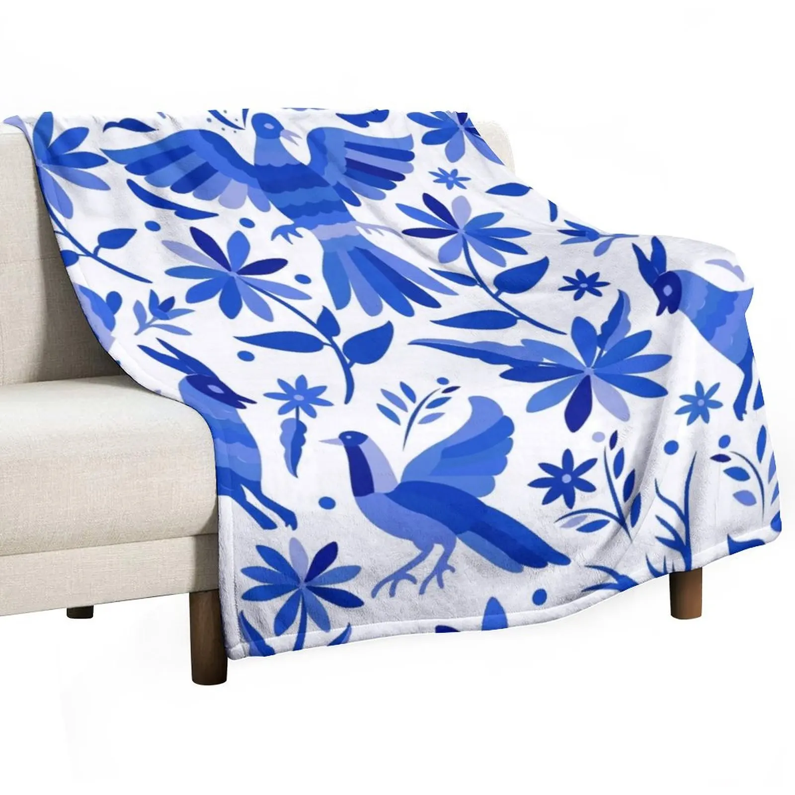 Mexican Otomi Design in Blue Throw Blanket Hair Thermals For Travel funny gift Blankets