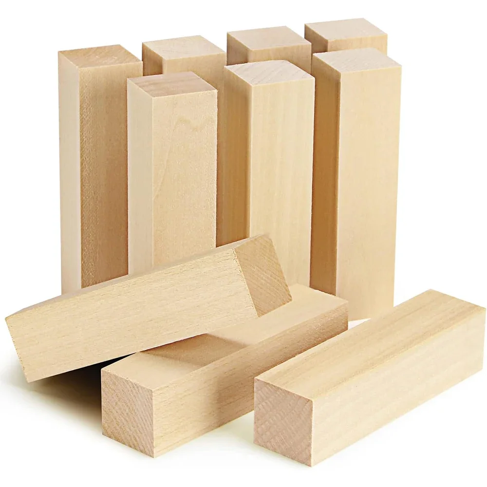 10pcs 10cm Basswood Carving Block Building Block DIY Wood Crafts Portable Carving Art Supplies Suitable for Beginner To Expert