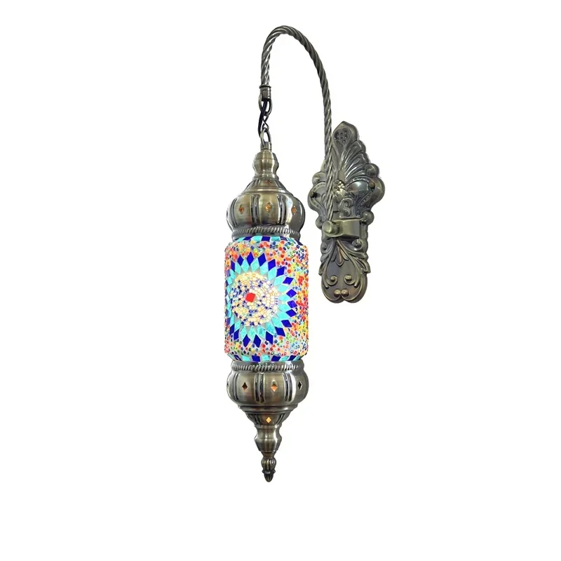 Vintage Exotic Restaurant Hotel Bar Man Cafe Türkiye Decorative Corridor Mosaic Glass Wall Lamp