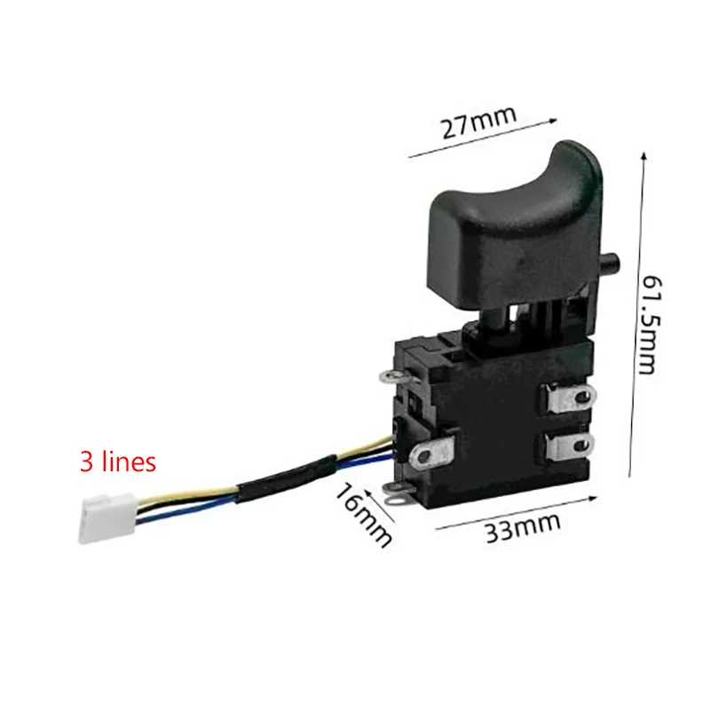 Lithium-ion Electric Drill Dustproof Speed Control Push Button Trigger Switch Three Wire For Power Tool Drill Speed Control