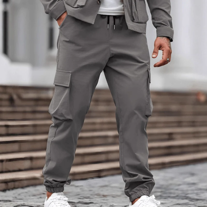 الشارع الشهير السراويل البضائع خمر رجل ربيع الخريف جديد عادية فضفاض متعدد جيوب السراويل الرجال الترفيه اليومي بلون السراويل #5