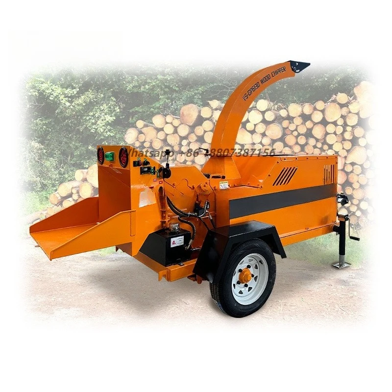 Ce Mobile 35HP Hydraulic Feed Garden Forestry Waste Tree Branches Log Drum Shredder Crusher Grinder Wood Chipper Machine
