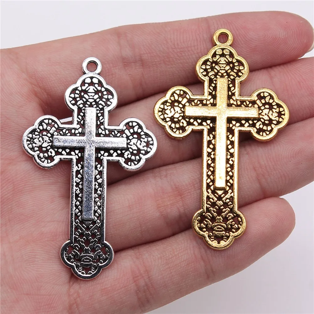 40pcs 54x33mm Religious Cross Pendant Orthodox Cross Charm Antique Silver Color Antique Gold Color Cross Charm