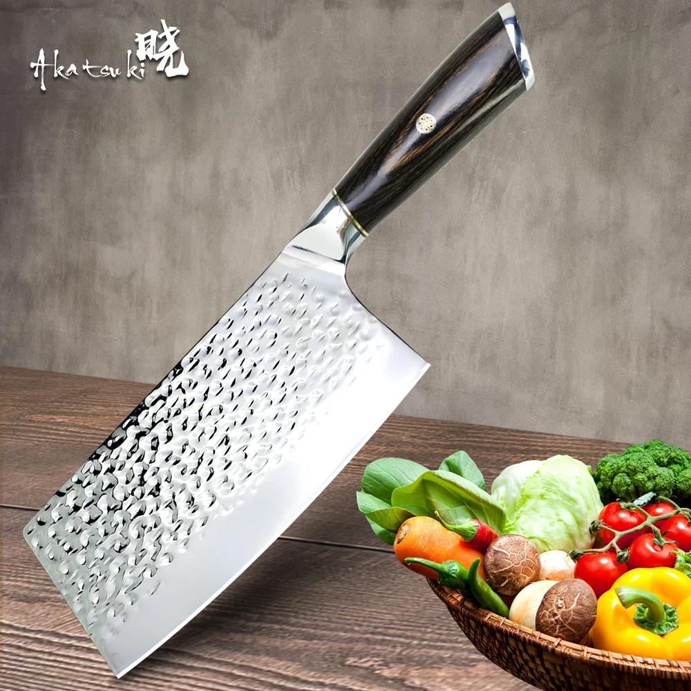 

Kitchen Knife Chinese 7 Inch Cleaver Knife 7CR17 440C Forged Stainless Steel Full Tang Chef Butcher Chopper Meat Santoku Tool