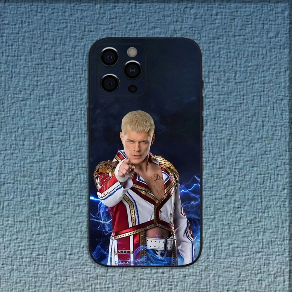 Wrestler C-Cody Rhodes Phone Case For iPhone 16,15,14,13,12,11,Pro,X,XS,Max,XR,Plus,Mini Soft Black Cover