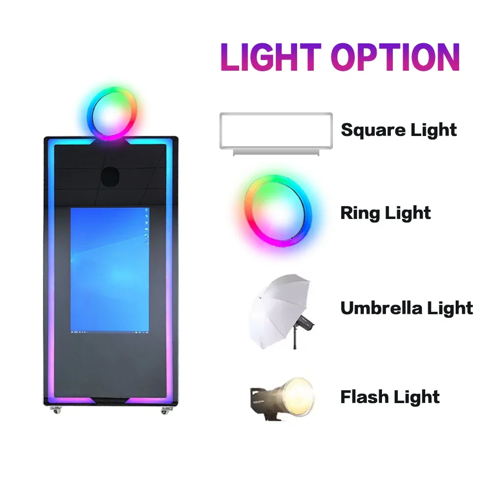 

Best New Arrival Mirror Photobooth Portable Selfie Magic Mirror Photo Booth Touch Screen Machine Led Frame Kiosk With Camera