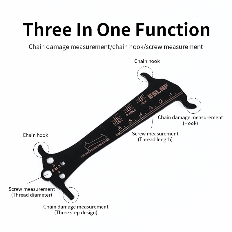 ESLNF High Precision Chain Wear Checker Tool Bicycle Gauge Measurement Ruler Durable for Mountain Road Cycling Chains
