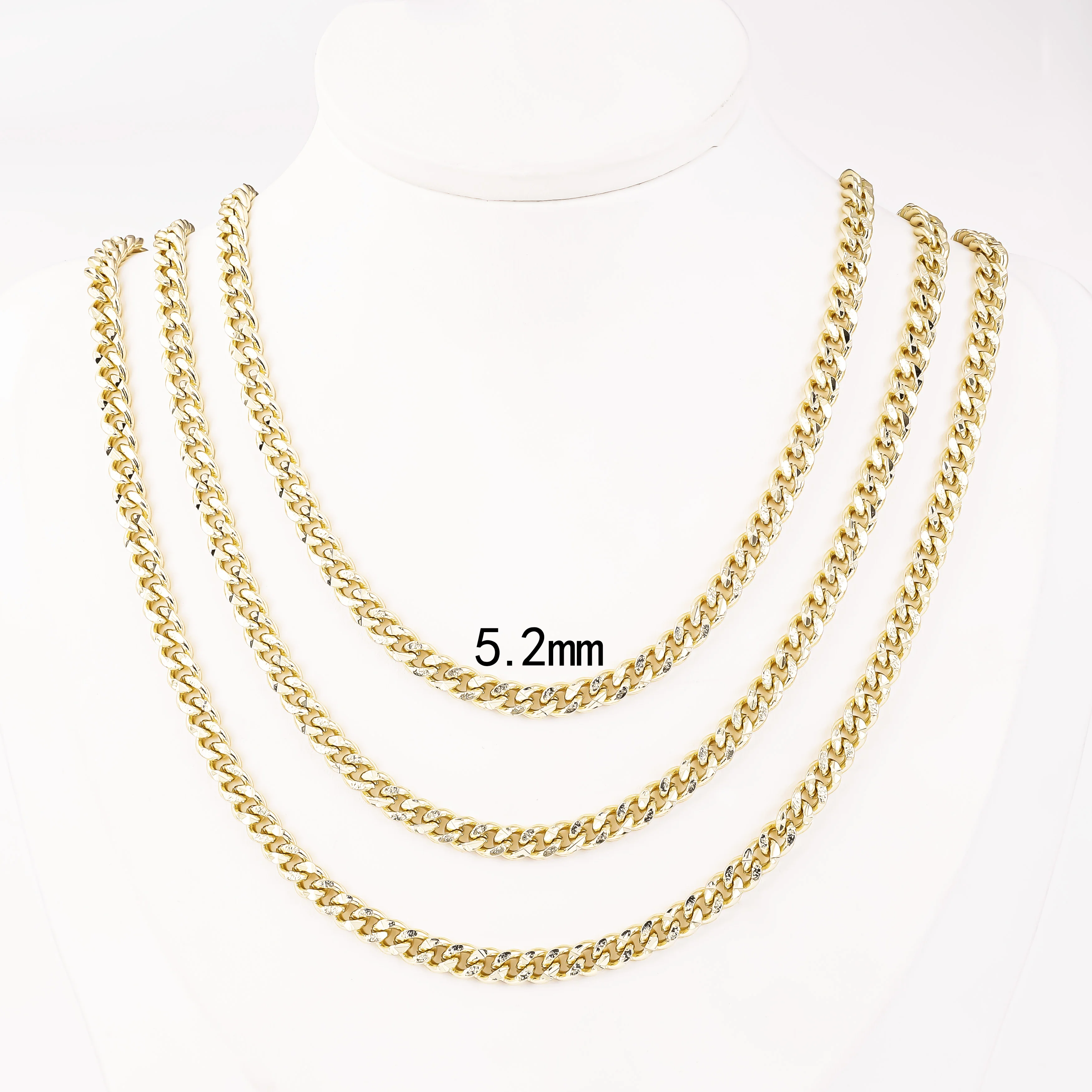 14K Gold Filled Hip Hop Necklace for Men Diamond Cut Cuban Link Chain Fashion Jewelry Cadenas Cubana De Oro Franco Miami