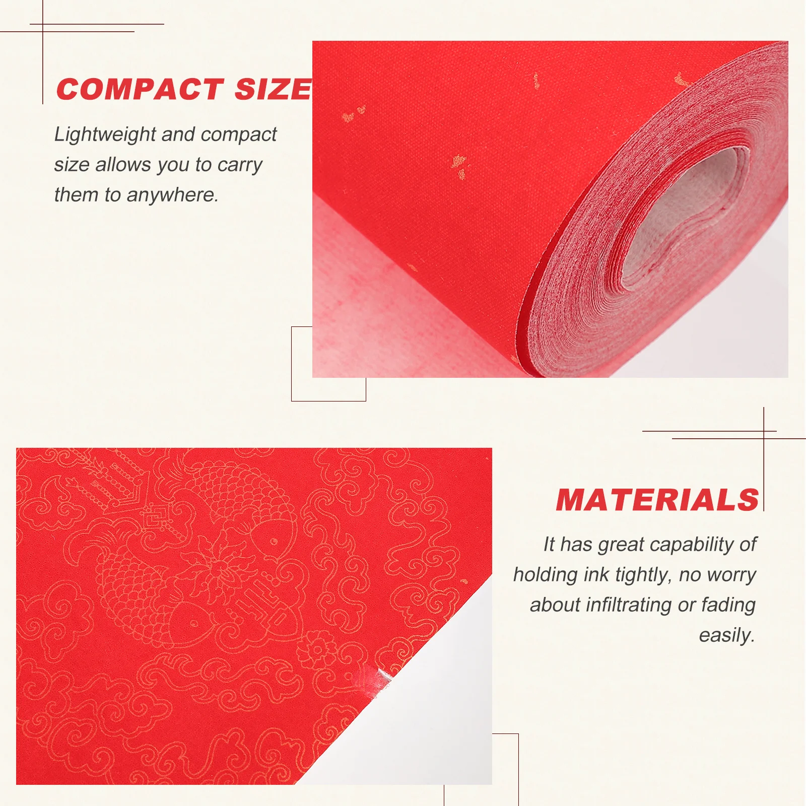 

1 Roll Red Xuan Paper For Chinese Spring Festival Couplets, Blank Couplet Paper Roll, Festival Scroll Paper, Calligraphy Rice