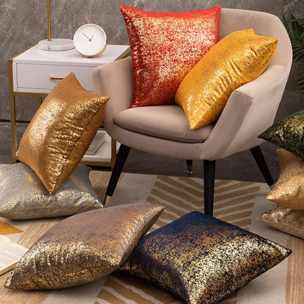 45x45cm Snowflake Bronzing Pillow Cover Microfiber Soft Throw Pillow Case Creative Luxury Velvet Cushion Cover Living Room