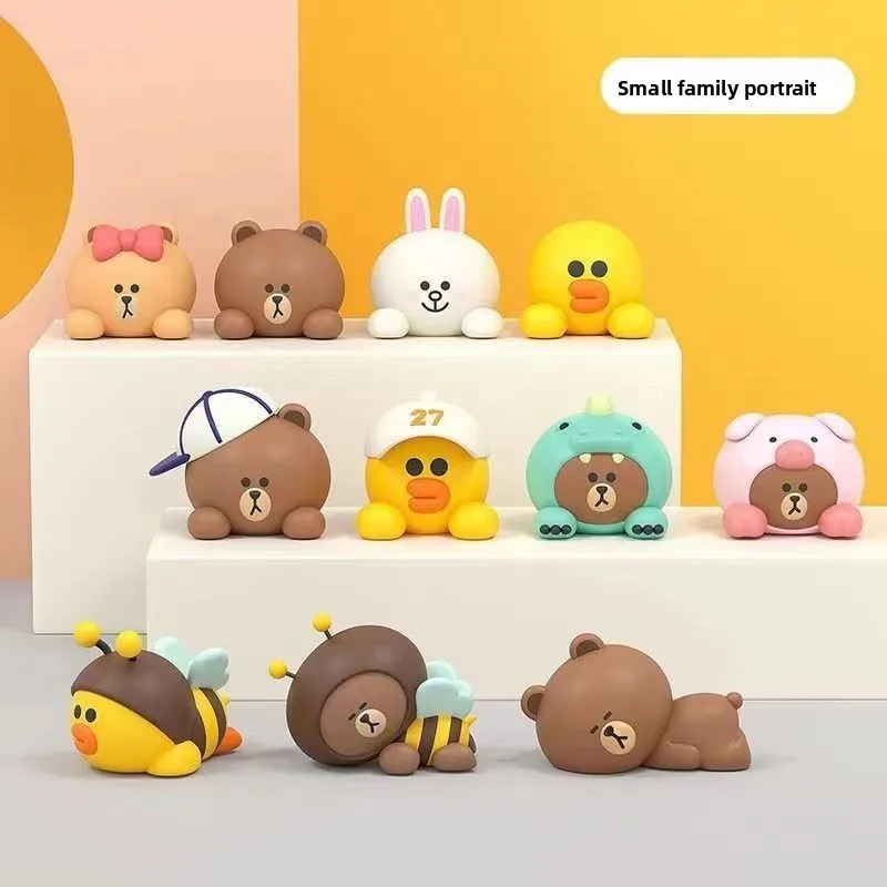 

LINE FRIENDS Brown anime cartoon cute doll plush kawaii home decoration car dashboard desktop ornament toy gift wholesale