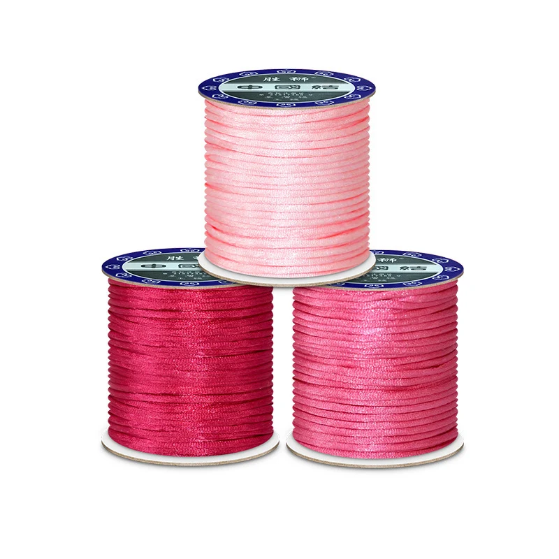 1.5mm 2mm Crafts Satin Rattail Cord String From Nylon for Red Thread Chinese Knot Braid Macramé Trim Jewelry Diy Making Findings