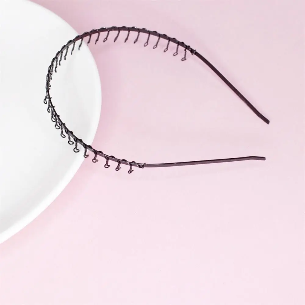 

Elegnat Cross Wave Shape Headband Double Layer Simple Thin Metal Hair Hoop Korean Style Elastic Men Hair Bands Wash Face