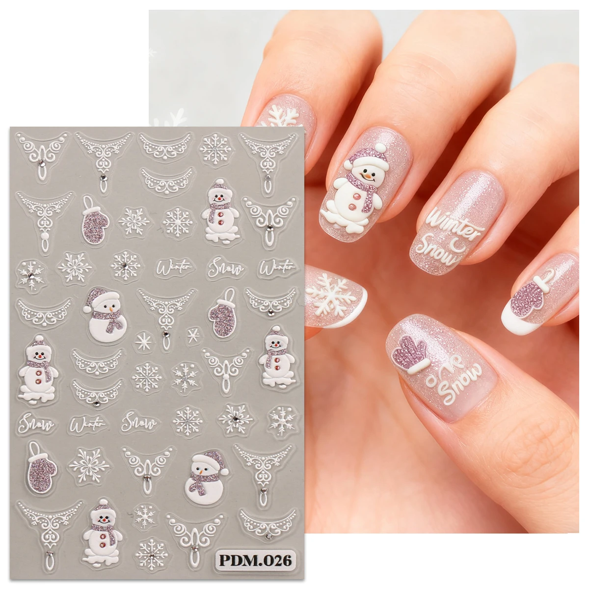 2 Stück Weihnachts-Nagelkunstaufkleber mit Glitzerprägung, einfache Anwendung für Nageldekoration, Heimwerken, Geschenke, Party-Make-up-Styling, Y2K