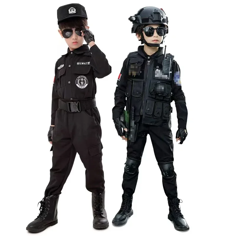 

New Halloween Children Policeman Cosplay Costume Boys Girls Kid Police Uniform Army Policemen Clothing Sets Party Dress Up Gift